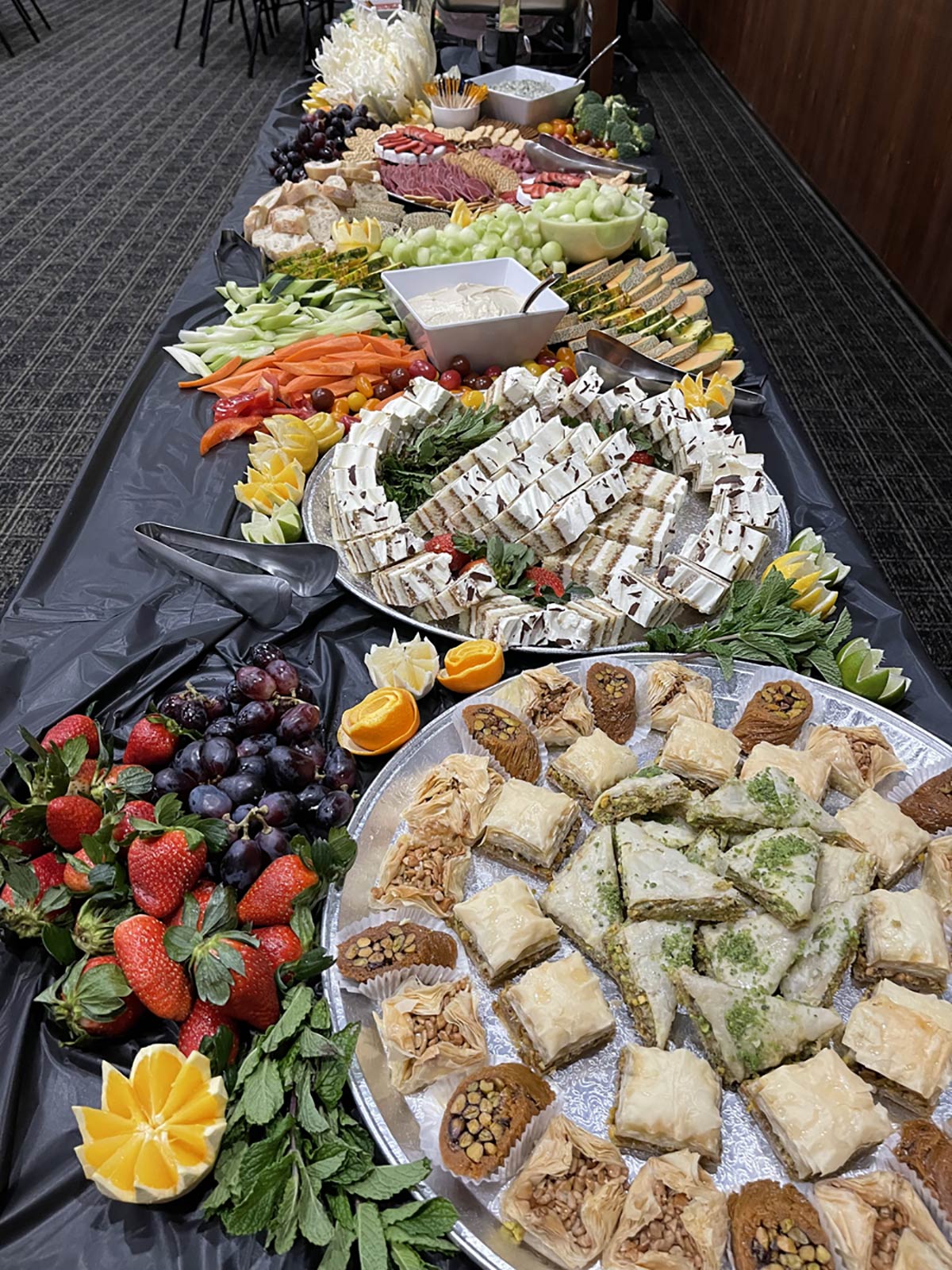 city centre events table with catered snacks